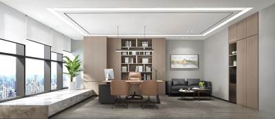 现代经理办公室3D模型下载